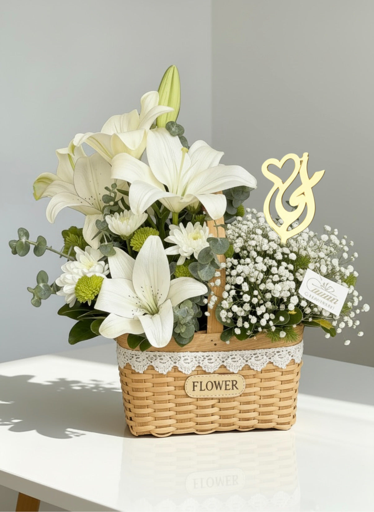 White Flowers Basket