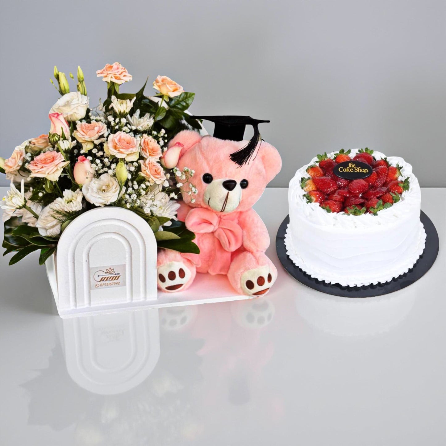 Graduation Charm with Strawberry Cake