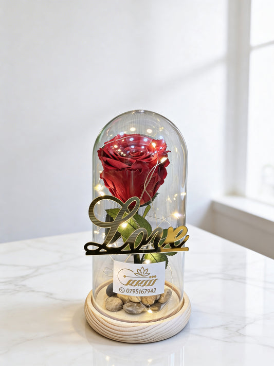 ForEver Red Rose in Vase with LED Light