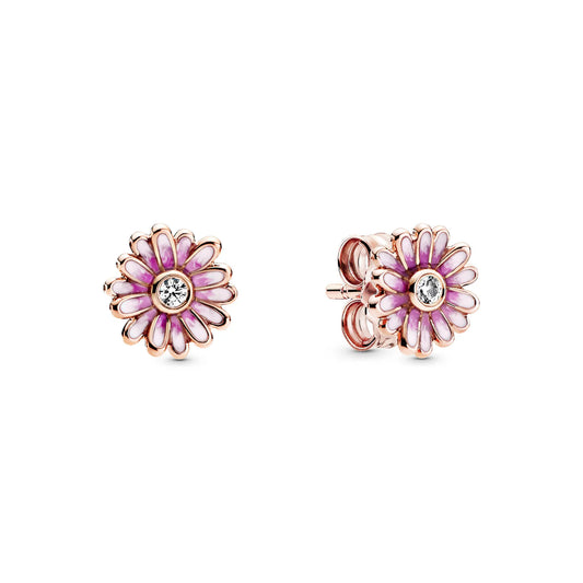 Pandora Moments - Pink Daisy Flower Stud Earrings