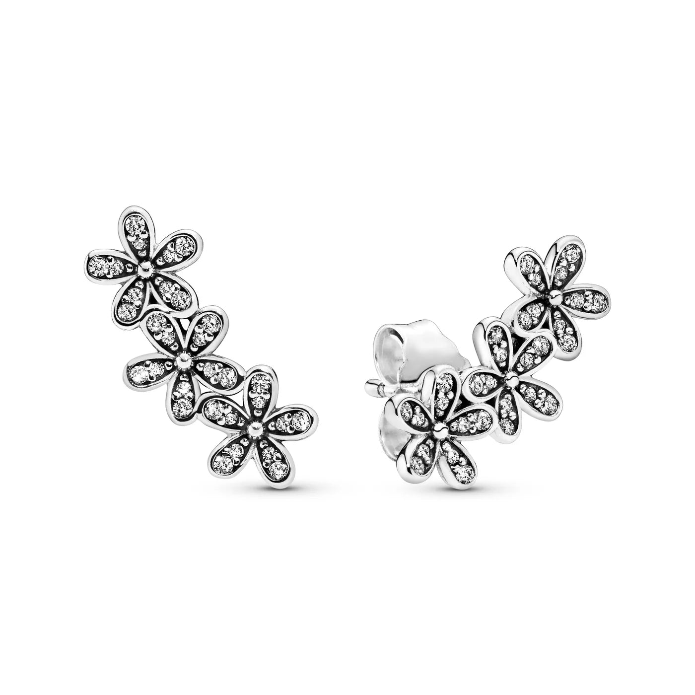 Pandora Moments - Daisy silver stud earrings with clear cubic zirconia