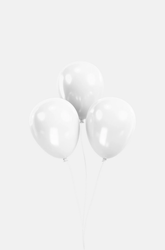 White 3 Helium Balloons