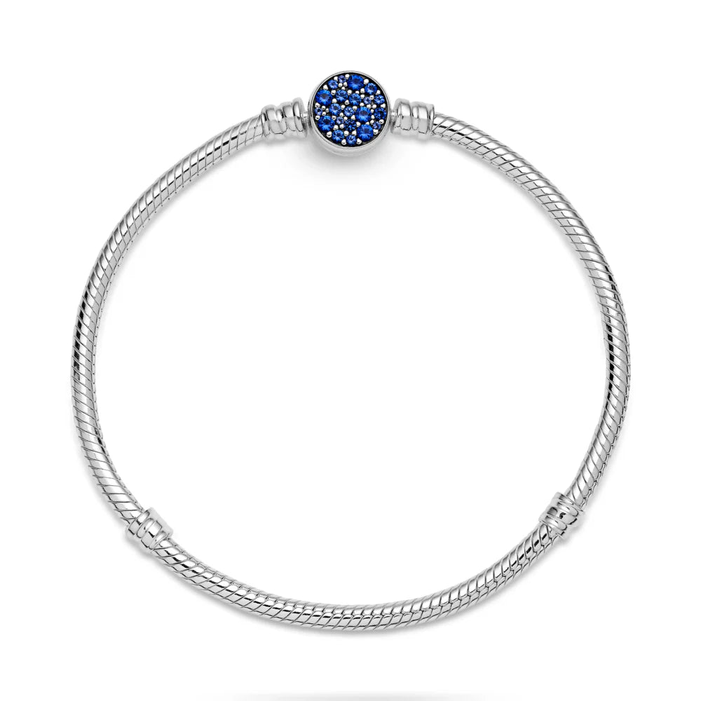 Pandora Moments - Pandora Moments Sparkling Blue Disc Clasp Snake Chain Bracelet